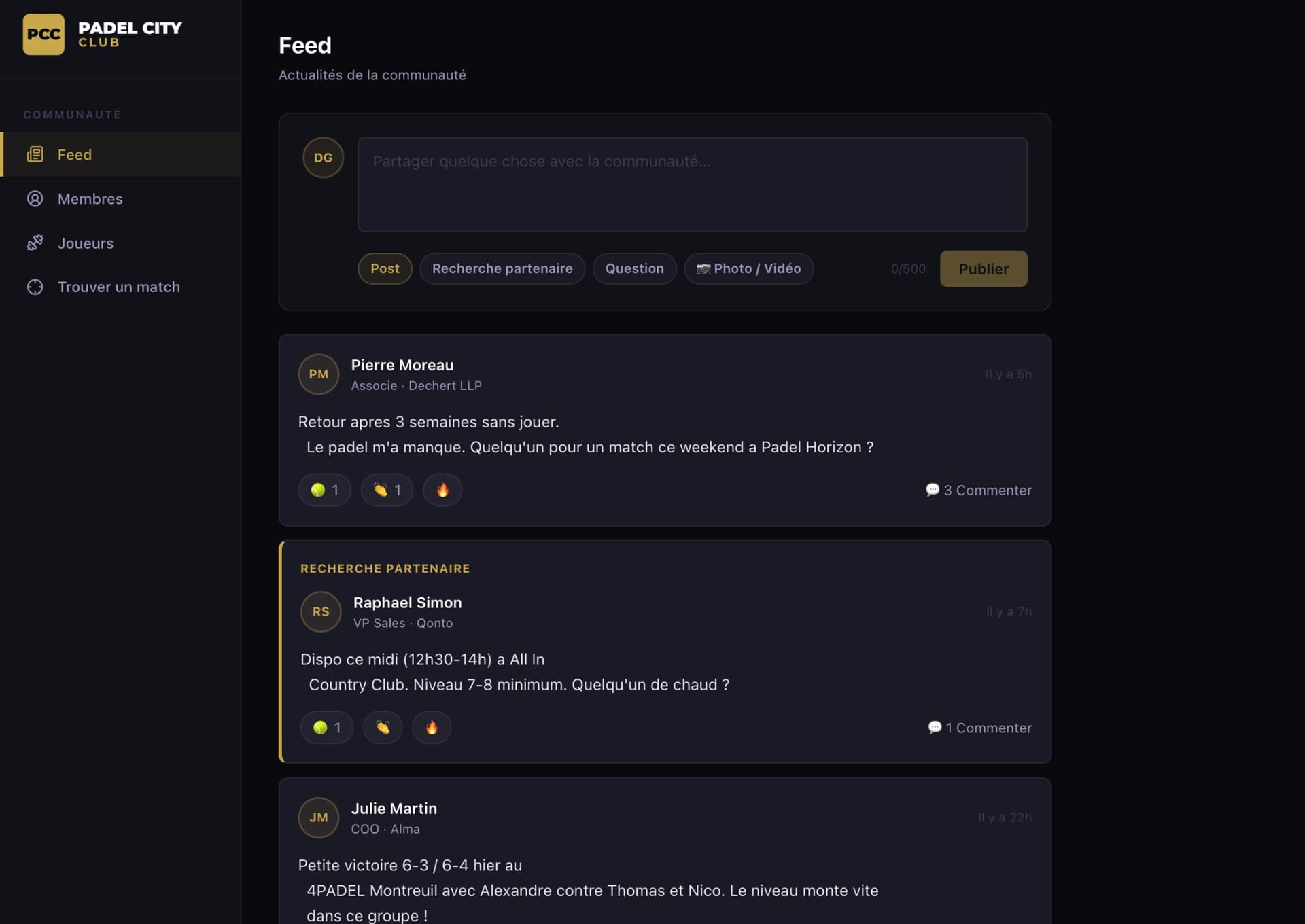 Feed communauté